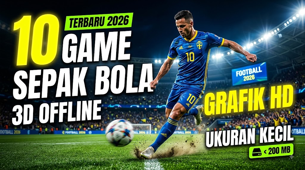 10 Game Sepak Bola 3D Offline Grafik HD Ukuran Kecil Terbaru 2026