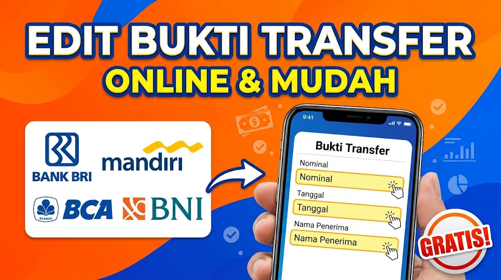 Apk Edit Bukti Transfer BRI, Mandiri, BCA, BNI Secara Online