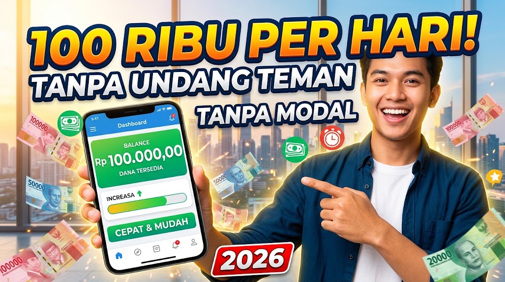 Aplikasi Penghasil Uang 100 Ribu Perhari 2026 Tanpa Undang Teman dan Tanpa Modal