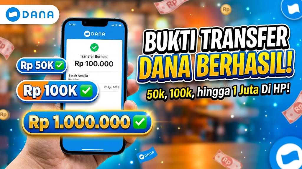 Bukti Transfer DANA Berhasil 50k, 100k, hingga 1 Juta di HP
