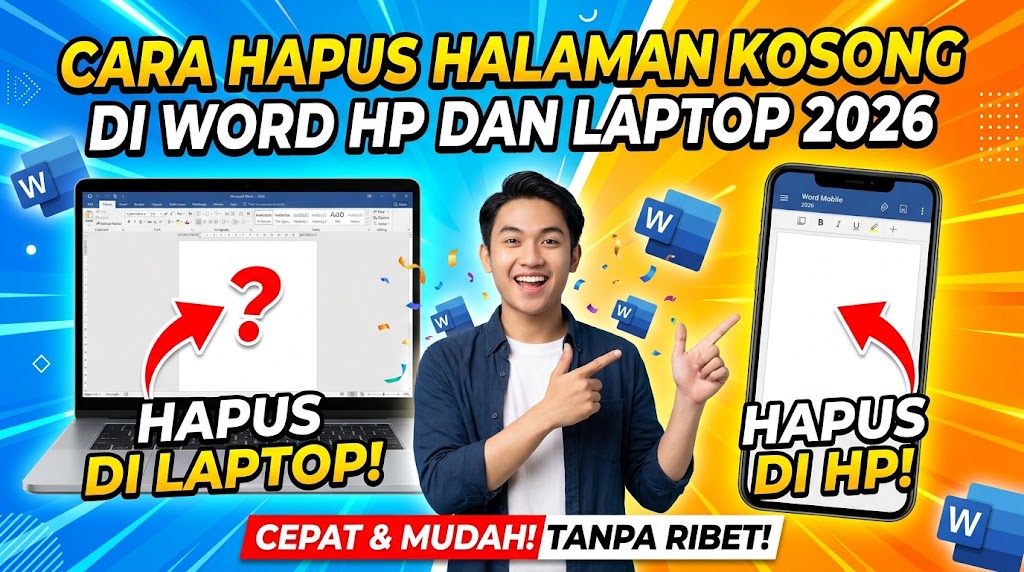 Cara Hapus Halaman Kosong di Word HP dan Laptop 2026